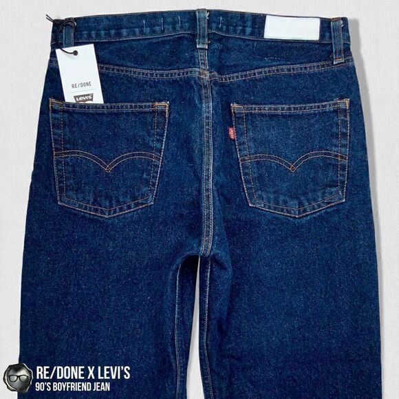 RE/DONE x LEVI’S 90’S BOYFRIEND JEAN IN INDIGO RECONSTRUCTED VINTAGE DENIM 26 - Picture 12 of 16